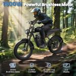 Nexaglide Electric Bike for Adults,1500W E-Bike for Adults,3 Modes Electric Dirt Bike, 20" Fat Tire Adult Electric Bicycle with 48V 18.9AH Battery, 7 Speed E-Bikes, LCD Display