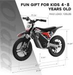 OLALA 36V Electric Dirt Bike for Kids Aged 5-10, Brushless 350W Racing Grade Electric Motorcycle, Up to 18.6MPH & 3 Speed Settings, Dual Disc Brakes, 14'' Off-Road Knobby Tires, Black