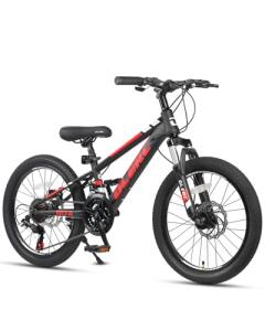 Glerc 20 Inch Kids Bike, Kids Mountain Bike for Boys and Girls Ages 6-10, 21-Speed Skyline Bicycle with Front Suspension and Disc Brakes, Black