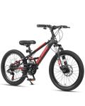 Glerc 20 Inch Kids Bike, Kids Mountain Bike for Boys and Girls Ages 6-10, 21-Speed Skyline Bicycle with Front Suspension and Disc Brakes, Black