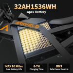 Arkveld Electric-Dirt-Bike for Adults-Mountain-Motorcycle with 1536Wh Battery 32AH, Max 37 MPH and 80Miles Range E-Bike, Peak 3000W Brushless Motor, 25Inch Fat Tire and Front Fork Suspension, Orange