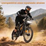 Arkveld Electric-Dirt-Bike for Adults-Mountain-Motorcycle with 1536Wh Battery 32AH, Max 37 MPH and 80Miles Range E-Bike, Peak 3000W Brushless Motor, 25Inch Fat Tire and Front Fork Suspension, Orange