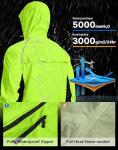 Men's Cycling Rain Jackets Waterproof Running Bike Windbreaker Hooded Reflective Biking Windproof Bicycle Riding(Fluorescent Yellow/Black,L)