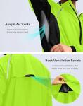 Men's Cycling Rain Jackets Waterproof Running Bike Windbreaker Hooded Reflective Biking Windproof Bicycle Riding(Fluorescent Yellow/Black,L)