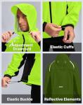 Men's Cycling Rain Jackets Waterproof Running Bike Windbreaker Hooded Reflective Biking Windproof Bicycle Riding(Fluorescent Yellow/Black,L)