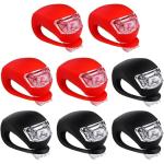 Malker Bicycle Light Front and Rear Silicone LED Bike Light Set - Headlight and Taillight,Waterproof & Safety Road,Mountain Bike Lights,Batteries Included (4pcs Red & 4pcs Black)