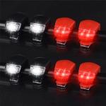 Malker Bicycle Light Front and Rear Silicone LED Bike Light Set - Headlight and Taillight,Waterproof & Safety Road,Mountain Bike Lights,Batteries Included (4pcs Red & 4pcs Black)