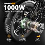 Cybervelo 1500W Motor Electric Bike 20''x4 Fat, with 48V 20Ah Battery,80+ Miles Long Range, 30Mph Fat Tires Ebike, All-Terrain, Ideal for Commuting, Off-Road, Unisex E-Bike for Snow Beach Mountain