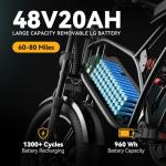 Cybervelo 1500W Motor Electric Bike 20''x4 Fat, with 48V 20Ah Battery,80+ Miles Long Range, 30Mph Fat Tires Ebike, All-Terrain, Ideal for Commuting, Off-Road, Unisex E-Bike for Snow Beach Mountain