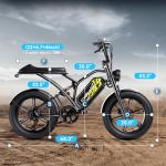 Cybervelo 1500W Motor Electric Bike 20''x4 Fat, with 48V 20Ah Battery,80+ Miles Long Range, 30Mph Fat Tires Ebike, All-Terrain, Ideal for Commuting, Off-Road, Unisex E-Bike for Snow Beach Mountain