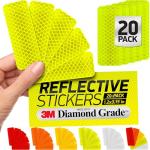 Byllstore Reflective Safety Tape Stickers | 3M Diamond Grade | Yellow-Green | 1.2″ x 3.15″ | 20-Pack | Safety Warning Tape for Helmets, Cars, Mailboxes & More