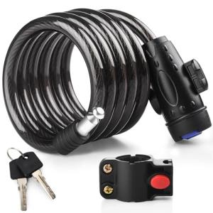 Bike Lock, [4ft/1.2m] Diyife Bike Cable Locks with 2 Keys, Weatherproof Heavy Duty Bicycle Lock Cable Anti-Theft Security Cable with Mounting Bracket for Motorcycle, Scooter, Ebike