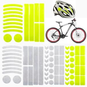 Qoyapow 80pcs Reflective Stickers Set, Multi Shapes Bicycle Reflective Decals, Waterproof Outdoor Safety Warning Reflective Stickers for Night Visibility（2 Colors）