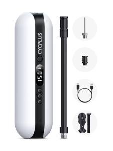 CYCPLUS Electric Air Compressor Portable Bicycle Pump Car Tire Inflator, Max 150 PSI, Auto Shut-Off Air Pump with Presta and Schrader Valves for All Bicycles Motorcycles and Cars