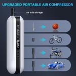 CYCPLUS Electric Air Compressor Portable Bicycle Pump Car Tire Inflator, Max 150 PSI, Auto Shut-Off Air Pump with Presta and Schrader Valves for All Bicycles Motorcycles and Cars