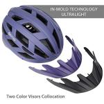 Adult-Men-Women Bike Helmet with Light - Mountain Road Bicycle Helmet with Replacement Pads & Detachable Visor