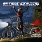 Qlaway 20" Fat Tire Electric Motorcycle Ebikes for Adults, 750w Electric Dirt Bike with Full Suspension, 48V 18AH Battery Moped,31MPH(KM/H) Max Speed,40-70 Miles Long Range,LED Headlight,Turn Signals