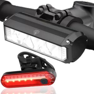 Bike Light Set for Night Riding,Bright Rechargeable Bicycle Headlight Set High Beam Low Beam,USB LED Bicycle Light,Waterproof Bike Headlight and Taillight for Adult Kid Mountain