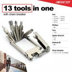 CECO-USA 13 Function Bike Tool with Chain Breaker – Bicycle Multi Tool – Ultra Slim, Compact Pocket Sized, Lightweight – High Strength CR-V 6150 Tool Steel – Easy To Carry
