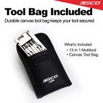 CECO-USA 13 Function Bike Tool with Chain Breaker – Bicycle Multi Tool – Ultra Slim, Compact Pocket Sized, Lightweight – High Strength CR-V 6150 Tool Steel – Easy To Carry
