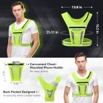 wocharm Reflective Vest Chest Phone Holder, Adjustable Hydration Training Workout Gear for Nighttime Running Biking Motorcycle Dog Walking (Fluorescent green)