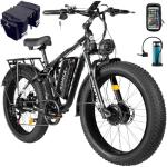 Peak 5000W-Electric-Bike for Adults-Men, Dual-Motor-Ebike 40-46MPH, 52V 30AH Long Range Electric Bicycle, 26" Fat Tire Dirt-Bike, Full Suspension Mountain Bike for Off-Road Snow Sand Hunting (Black)