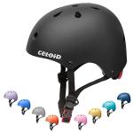 CELOID Kids Bike Helmet,Toddler Skateboard Helmets for Ages 8-14 Years Boys Girls，Adjustable Multi-Sport Bicycle Skateboarding Football Roller Skating Scooter Rollerblade Balance Bike Helmet,Black