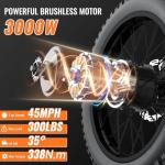 Bootime 3000W Electric Bike for Adults, 60V 18.2AH*2 Removable Battery Up to 50MPH/85Mile GT73proGT73 Electric Dirt Bike for Teens,25 inch Fat Tire Ebike with 3 Speed Dirt Electric Motorcycle Bicycle