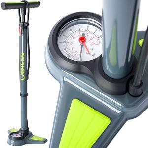 Bike Pump with Gauge by Delta Cycle - Bike Tire Pump with Easy to Read Gauge Fits Schrader and Presta Valves - Compact Air Pump for Bicycles
