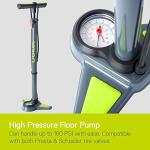Bike Pump with Gauge by Delta Cycle - Bike Tire Pump with Easy to Read Gauge Fits Schrader and Presta Valves - Compact Air Pump for Bicycles