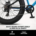 Mongoose Argus ST Fat Tire Mountain Bike for Youth Boys Girls, 24-Inch Wheels, Mechanical Disc Brakes, 12-Inch Steel Hardtail Frame, 7-Speed, Blue