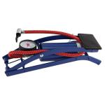 Performance Tool W1638DB Foot Pump for Bike Tires and Sports Equipment with Air Pressure Gauge, Braided Hose, and Needle Valve with Adaptors, 100 P.S.I Capacity, Blue