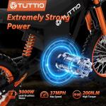 Tuttio Soleil01 Electric-Dirt-Bike with Black Suspension Fork, 14"/12" Fat Tire 2000W Electric-Motorcycle with 48V 21AH Battery 37MPH Hydraulic Brakes Mountain Off-Road EBike for Teens Adults Age 13+