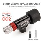 CXWXC CO2 Inflator with Pressure Gauge / 5 x 16g CO2 Cartridges - Presta & Schrader Valve Compatible - CO2 Bike Pump for Road and Mountain Bikes
