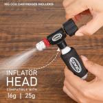 CXWXC CO2 Inflator with Pressure Gauge / 5 x 16g CO2 Cartridges - Presta & Schrader Valve Compatible - CO2 Bike Pump for Road and Mountain Bikes