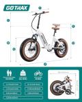 Gotrax F5 Folding Electric Bike with 48V 13.6Ah Battery, 113KM(Pedal-Assist1)& 32km/h Power by 500W, 7-Speed & Front Suspension for Fat Tire E-Bike