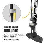 BV Bicycle Pump Durable Steel Bike Floor Pump 17/24 inch Smart Valve Head, 160 psi, Automatically Reversible Presta and Schrader (Black- Full Size)
