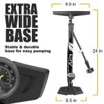 BV Bicycle Pump Durable Steel Bike Floor Pump 17/24 inch Smart Valve Head, 160 psi, Automatically Reversible Presta and Schrader (Black- Full Size)