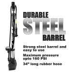 BV Bicycle Pump Durable Steel Bike Floor Pump 17/24 inch Smart Valve Head, 160 psi, Automatically Reversible Presta and Schrader (Black- Full Size)