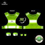 2 Pack Reflective Vest Running Gear, Ultralight & Comfy Cycling Reflective Vests with Large Pocket & Adjustable Waist for Women Men, Night Runner Safety Vest + Hi Vis Armbands & Bag(Small)