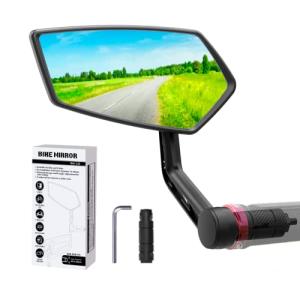 RBRL Bike Mirror Bar End Bike Mirror, Rotatable Bicycle Mirror, Automotive Grade Glass Bike Side Mirrors, Scratch Resistant E-Bike Universal Rearview Mirrors for Mountain bike (Left)