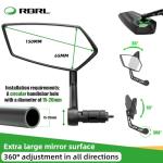 RBRL Bike Mirror Bar End Bike Mirror, Rotatable Bicycle Mirror, Automotive Grade Glass Bike Side Mirrors, Scratch Resistant E-Bike Universal Rearview Mirrors for Mountain bike (Left)