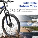 KIAPALNO 26 Inch Mountain Bike, Dual Full Suspension 21 Speed Womens Mens Mountain Bikes, Commuter Bike with Carbon Steel Frame and Dual Disc Brakes