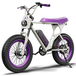 Thumb Throttle Electric Bike for Adults - Peak Power 750W, 25MPH High-Speed Commuter Ebike, 38 Mile Range, 20" All-Terrain Fat Tires with Front Suspension, Off-Road/Campus E-Bicycle (X1S/Class 3)