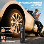 Tire Inflator Portable Air Compressor, Air Pump for Car Tires, Bike Pump, Portable Tire Inflator for Car, Motorcycle, Bicycle, Balls - 150PSI, 6000mAh Battery, LED Light Auto Shut-Off Function