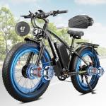 Qweepei Electric Bike for Adults Peak 6000W 52V Fast Dual Motor Ebike 34AH Battery 40-47MPH 100 Miles Range with Hydraulic Disc Brake Rear Bag 24 Inch Fat Tire Electric Bicycle for All Terrain