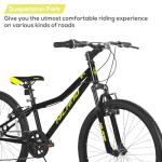 HH HILAND 24 Inch Mountain Bike for Kids Age 7-15 Year Old, 7-Speed, Front Suspension Fork, Kids' Bicycles for Boys Girls Black
