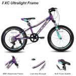 HH HILAND 20 Inch Mountain Bike for Kids Aged 5-12, Lightweight Aluminum Children MTB with Lock-Out Suspension Fork, 7 speeds Gears, Youth Bicycle for Boys Girls Purple