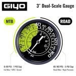 GIYO Bike Floor Pump - 3" Dual Scale Gauge - Road & MTB | One Handed Operation -Clever Valve for Presta & Schrader | Max 160PSI Steel Barrel (GF27)