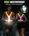 Zacro LED Reflective Vest with Chest Light 500LM, 5 RGB Colors High Visibility Rechargeable Light Up Running Vest IPX4 Night Safety Running Gear for Dog Walking, Cycling, Adjustable for Men Women Kids
